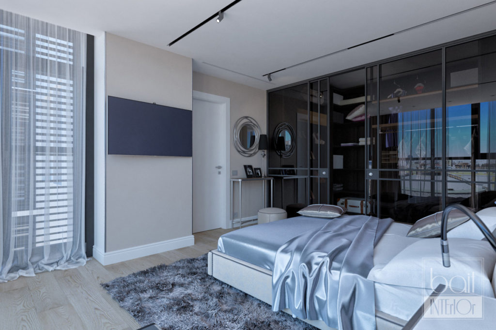 дизайн интерьера спальни с панорамными окнами