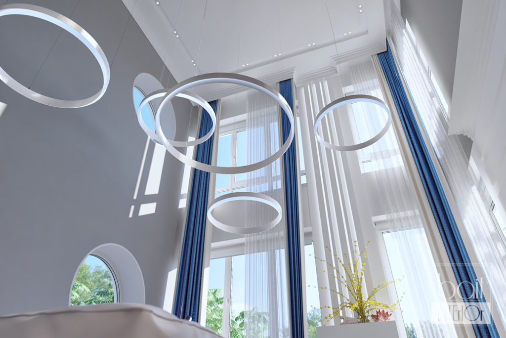 дизайн проект интерьера гостиной со вторым светом