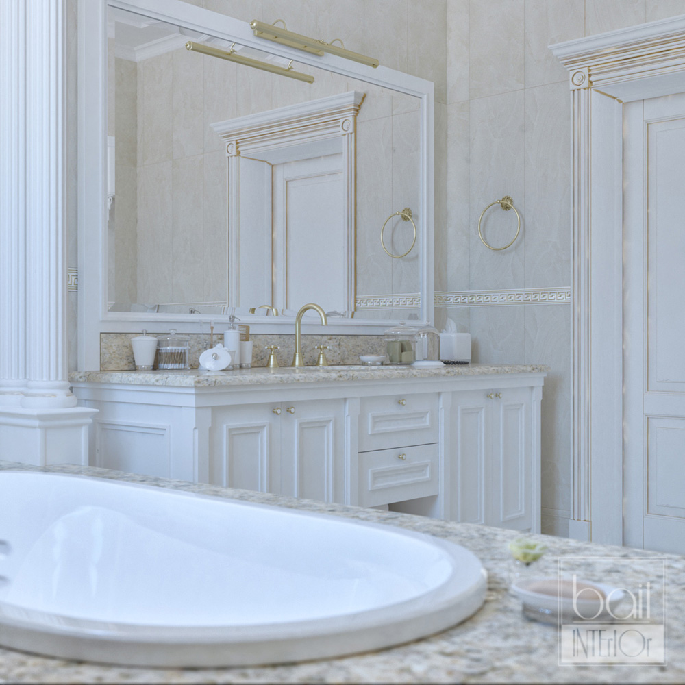 дизайн интерьера классической ванной с колоннами